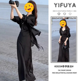 胖东来单件/轻熟风连衣裙装女春季新款收腰显瘦吊带裙防晒衫衬衣