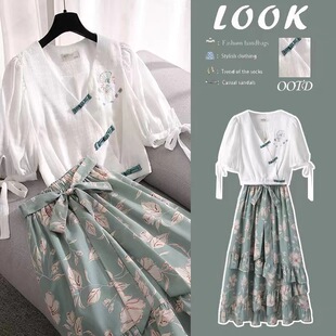 胖东来单件/中国风改良古装汉服裙子夏装新款汉元素日常上衣半身