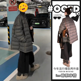 进口单件/2025年欧美宽松百搭中长款棉服外套休闲裤韩系宽松气质