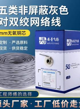 爆款A500灰色厂家超5类网线非屏蔽UTP5E双绞线POE足300m