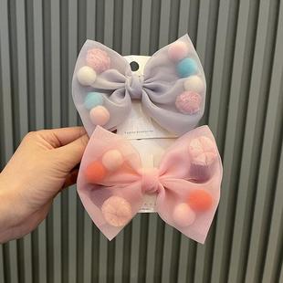 爆款女童发夹春夏网纱大蝴蝶结头饰公主发卡儿童发饰鞋花材料