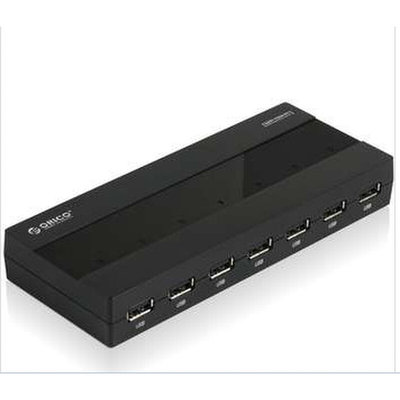 奥睿科 ORICO H727RK-U2-BK高速USB2.0 7口HUB集线器带电源USBHUB