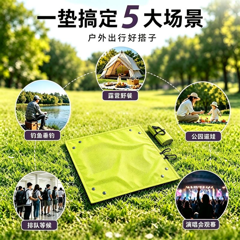 迷你折叠托盘坐垫两用户外沙滩野餐防水随身多功能便携垫子