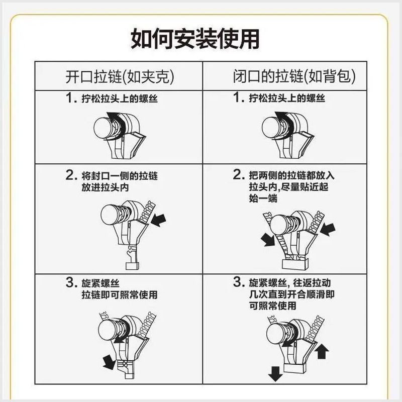 可拆卸拉链维修工具衣装箱包鞋靴锁头便捷替换配件