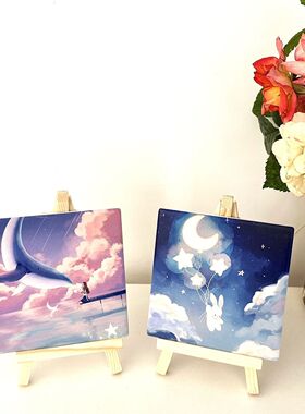 ins氛围感油画小画架摆件桌面创意治愈家居装饰小饰品