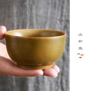手工茶叶末釉主人杯陶瓷功夫茶杯单个茶盏压手杯品茗杯家用
