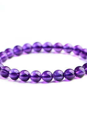 极速黛螺天然紫水晶单圈手錬女生日E礼物水晶手串单珠直径8mm