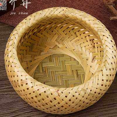 新品竹编b织品带盖子收纳筐果篮家用茶叶罐子茶盒包装礼盒手工竹