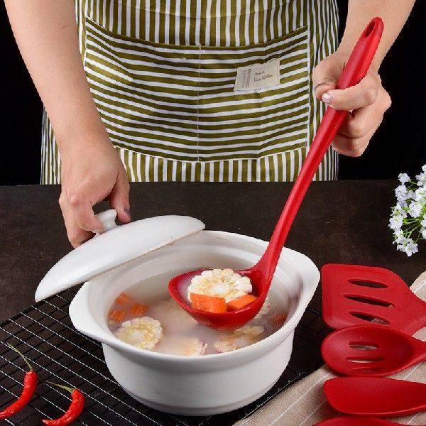 极速5Pcs Silicone Cooking Utensils Set Non-StiQck Spatula Sh