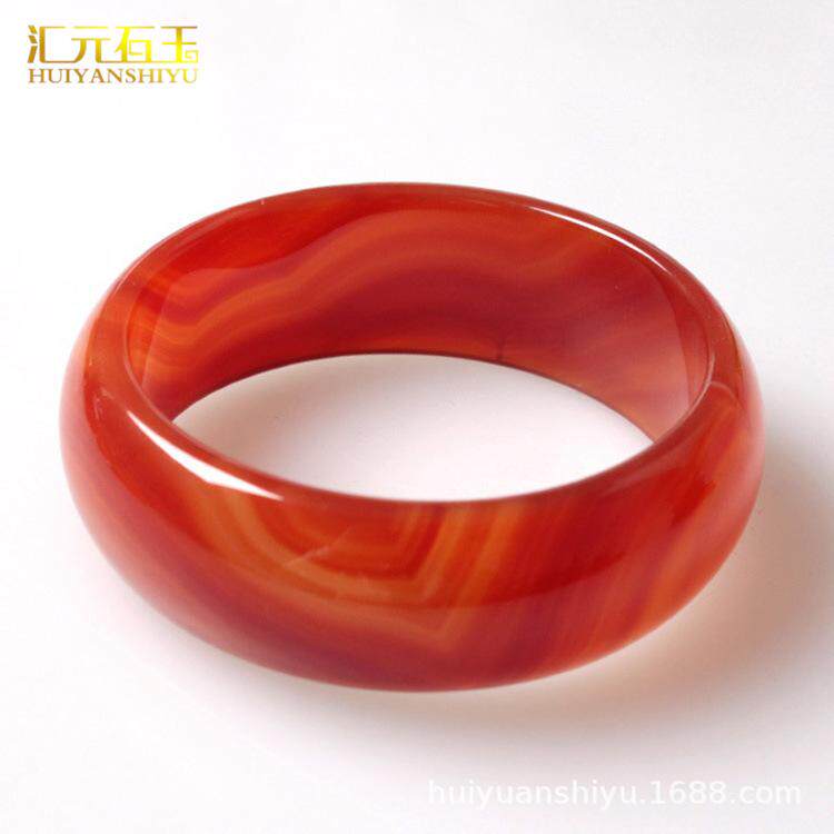 极速玛瑙手镯红女天然玉髓加宽加A厚子款镯子送本玉镯命年时尚玉