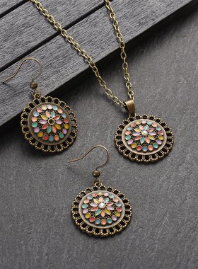 极速Boho Colorful Beads Jewelry Sets for Women Vintage .Gold