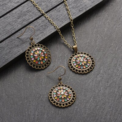 极速Boho Colorful Beads Jewelry Sets for Women Vintage .Gold