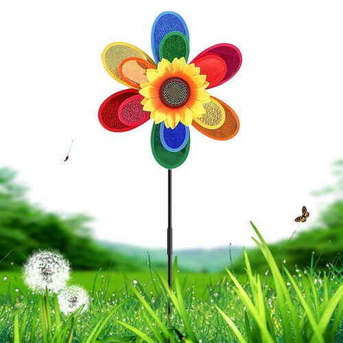 新品Sunflower Garden Pinwheels 12 Inch SunPflower Rainbow