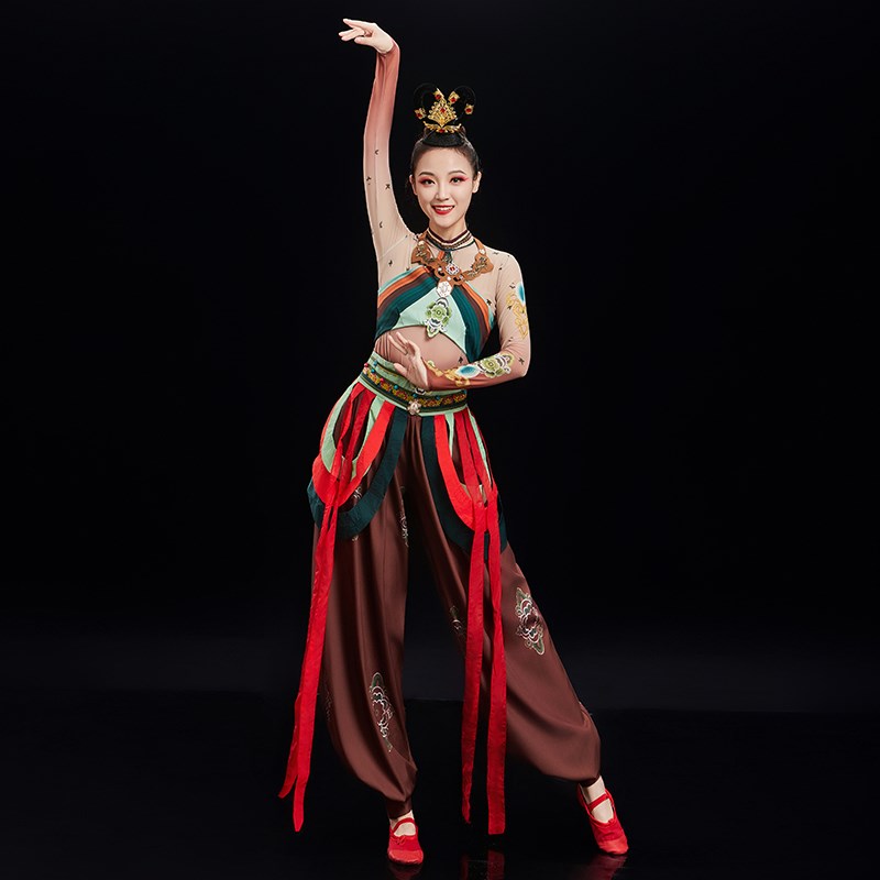 敦煌伎乐飞天剧目舞蹈服装艺考汉服民族风古典舞演出服Y女成人套