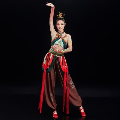 敦煌伎乐飞天剧目舞蹈服装艺考汉服民族风古典舞演出服Y女成人套