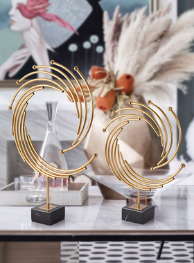 极速欧式c样板间摆件简约时尚精美旋转花铁艺摆件电镀拉丝防锈防