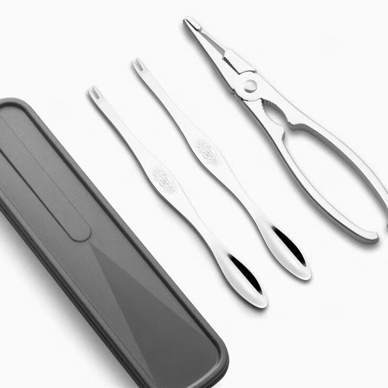 新品大闸蟹工f具蟹八件304不锈钢吃蟹工具专用三件套拆大闸蟹神器