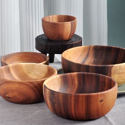 新品Wooden Utensils Eating Fruit Bowl RiceM Salad Container