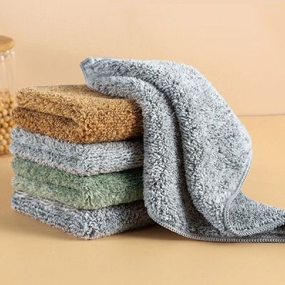 极速Thick Bamboo Charcoalu Fiber Dishcloth Kitchen Grease Wi