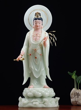 极速汉白玉翠玉西方三圣一套阿弥陀佛大势至菩萨观音Y菩萨佛像促