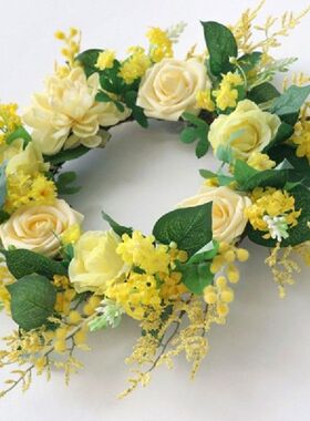 极速Flower Leaf Decorations SprBing Wreath Circle Door Ornam
