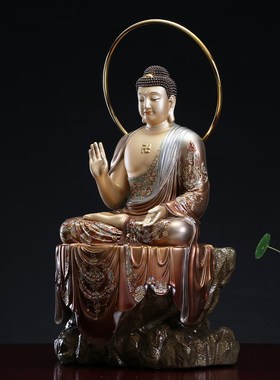 极速台湾全d铜释迦牟尼佛像说法像如来佛祖摆件释迦摩尼佛坐像珐