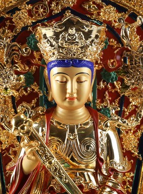 极速文殊菩萨文殊l佛像家用供奉台湾全铜鎏金文殊师利客厅大智慧