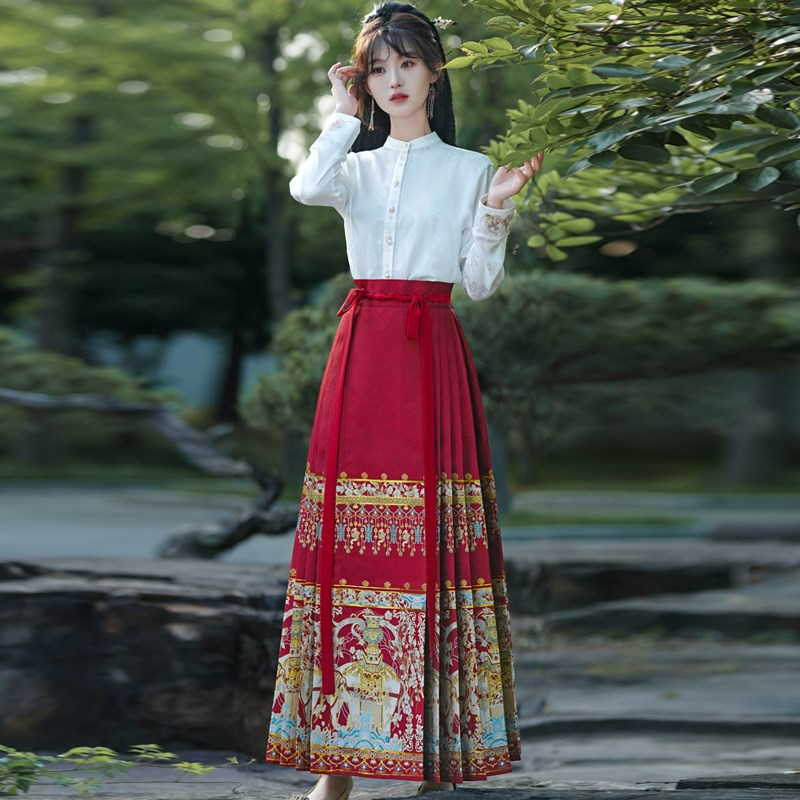 极速国风订婚马面裙套装红色敬酒服D新娘礼服小个子新中式改良汉