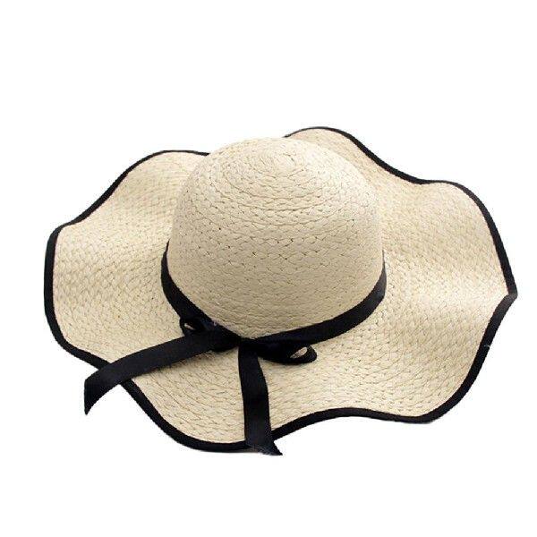 新品Beautiful Floppy Cap Comfy Straw Hat Sweet BowUknot Deco