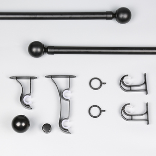 极速窗帘轨道单杆双杆黑色罗马杆铁艺静音顶装侧装W窗帘杆北欧简