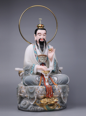 极速道家祖师三清道祖元始天尊太上老君神像道观佛堂W供奉汉白玉