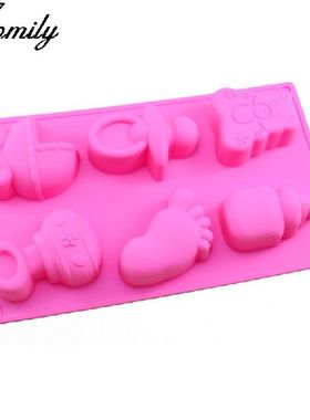 极速6 Holefs Baby Stroller Pram Bottles Feet Soap Mold Cake