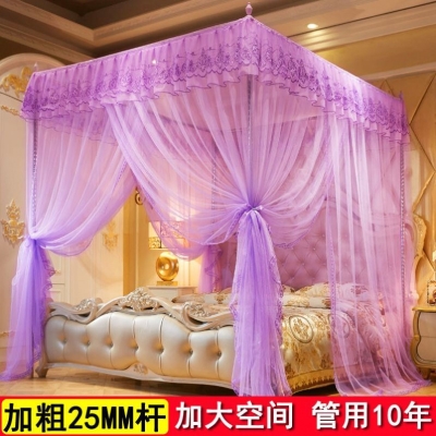 极速宫廷伸缩蚊帐1.5m三开门落地不锈钢支架1.8Sm床双人家用欧式