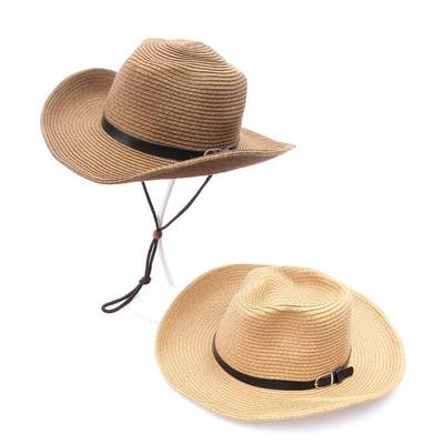 遮阳帽男士夏季可折叠帽子太阳帽牛仔帽大檐编织草帽户外防晒帽女