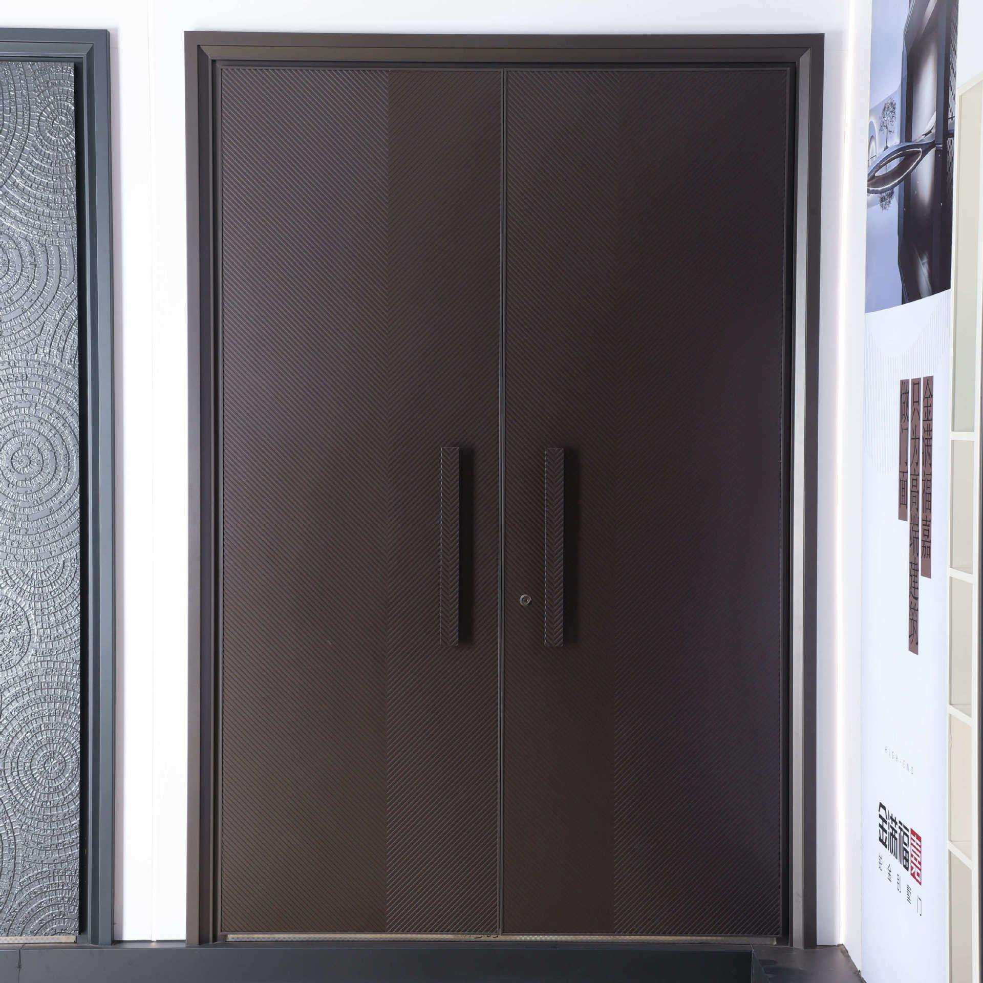 超甲级防盗门指纹锁入户门开关静音锌合金双开大门智能静音