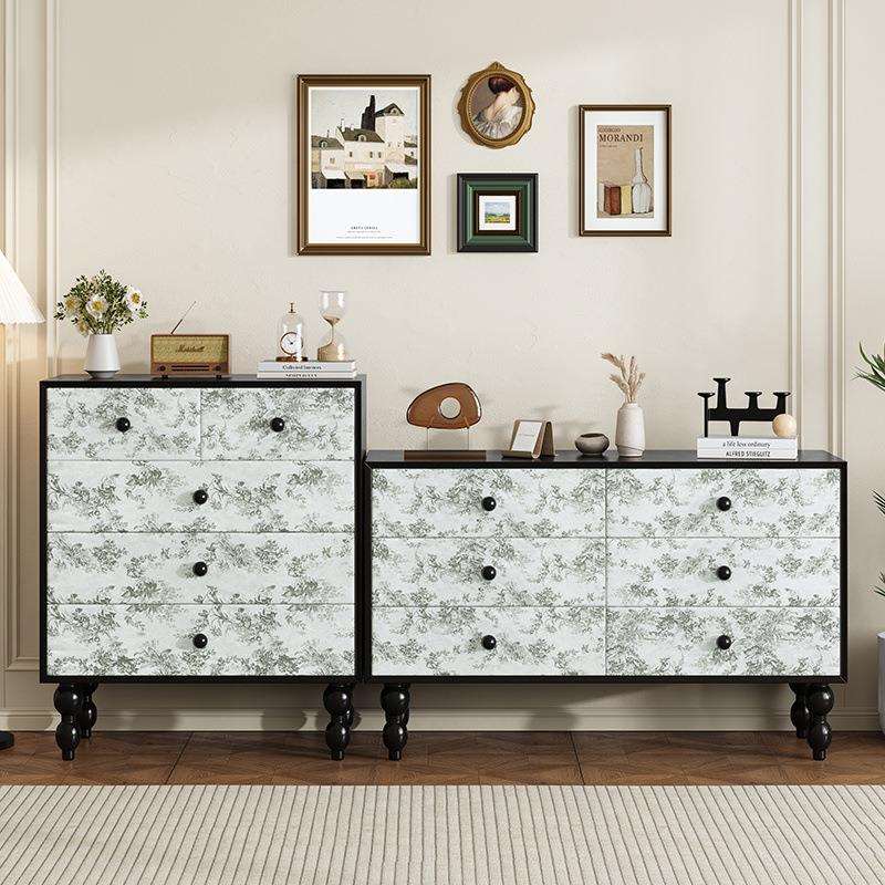 中古风皮斗柜卧室法式五斗柜六斗实木复古抽屉床头床尾民宿储物柜