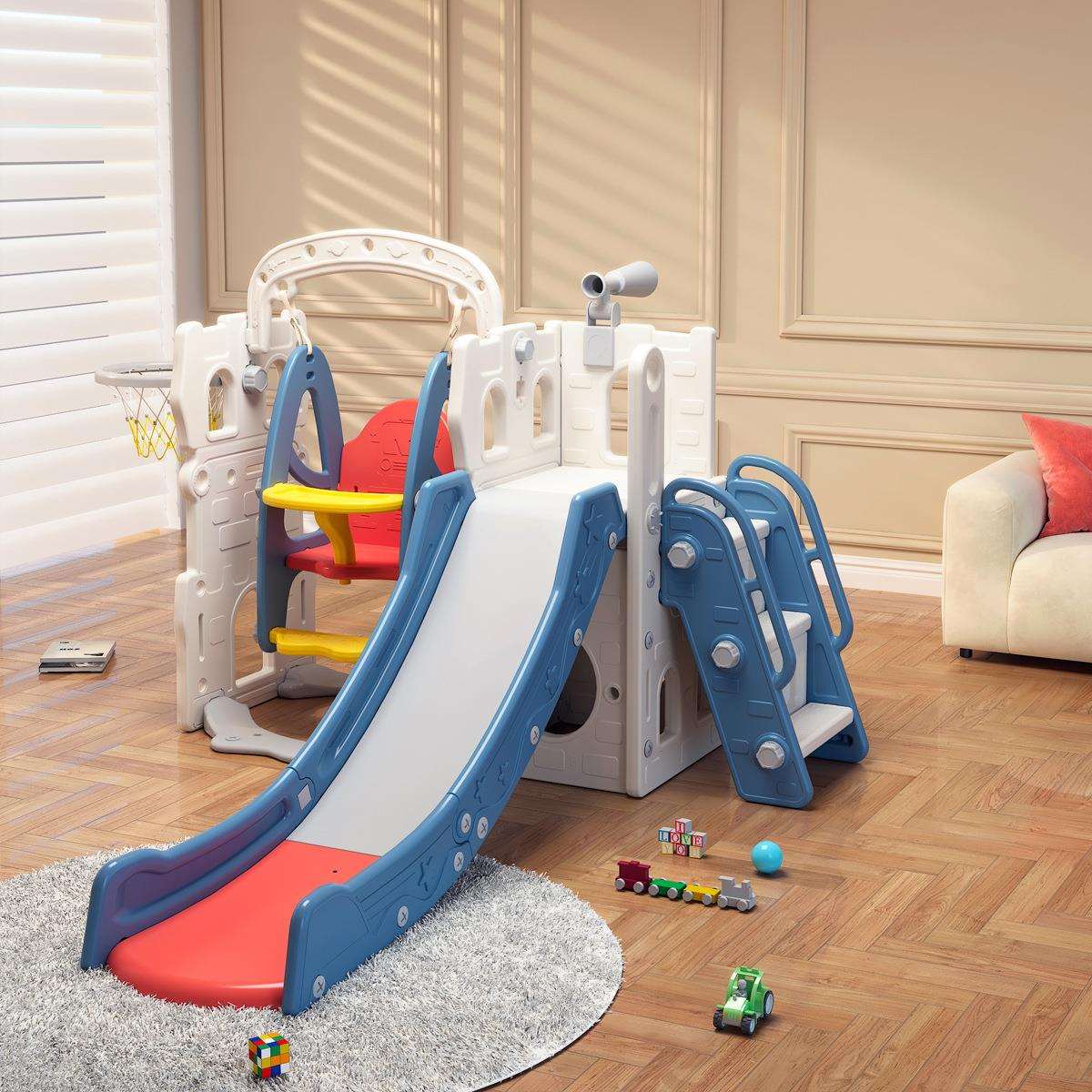 滑滑梯儿童室内家用城堡滑梯秋千组合可折叠小型宝宝玩具家庭乐园