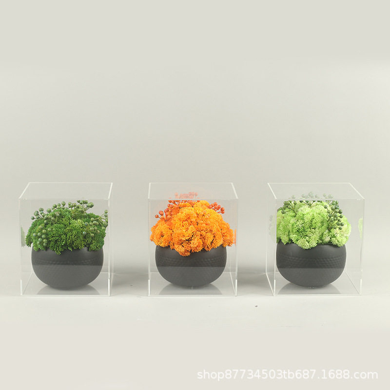 新中式金色陶瓷仿真红花艺茶几