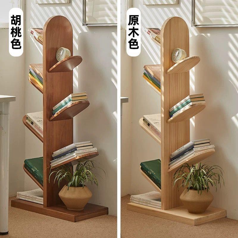 实木树形书架落地置物架卧室床头客厅家用简易创意儿童收纳绘本架