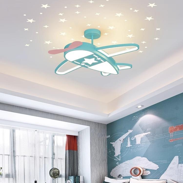 儿童房创意卡通飞机可爱造型吊灯男女孩子主卧室护眼led吸顶灯