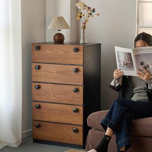 中古风实木梳妆台一体斗柜组合卧室床尾复古收纳置物储物柜沙发柜