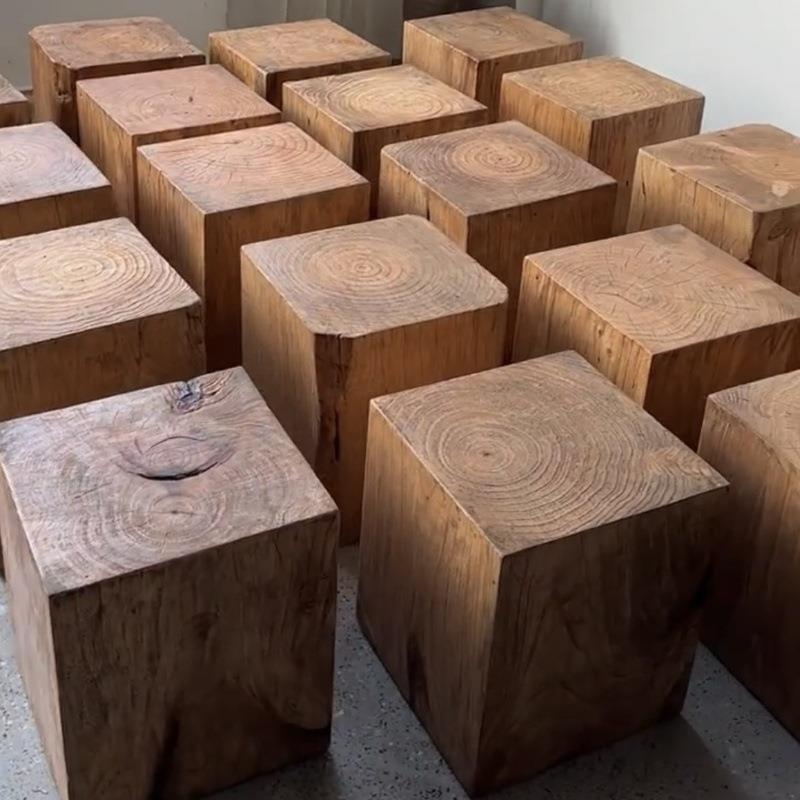 实木墩子树桩花架茶几沙发边几民宿原木根雕木桩床头柜底座摆件