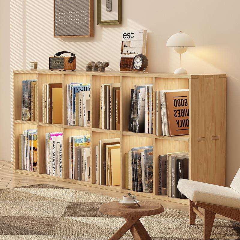 家用书柜落地置物架客厅绘本收纳柜全实木儿童书架幼儿园组合矮柜