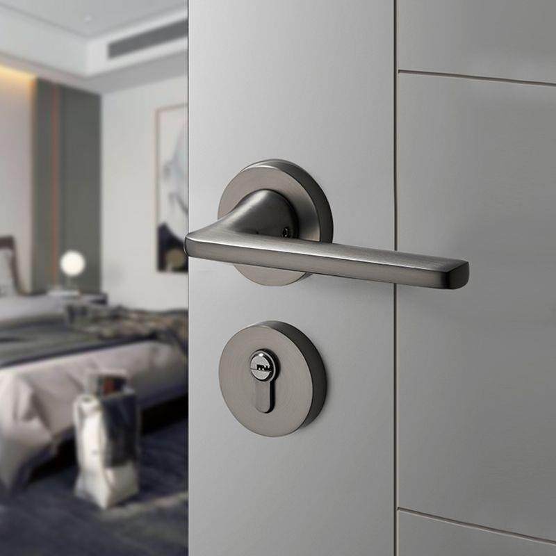门把手房间北欧风静音室内门锁套装卧室分体木磁吸灰黑色现代简约