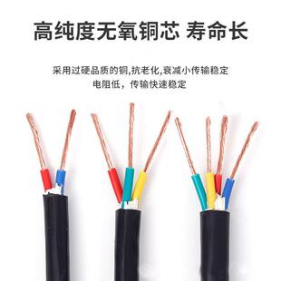 南洋电线RVV纯铜国标2-4芯户外软电源线2.5平方黑色电缆护套