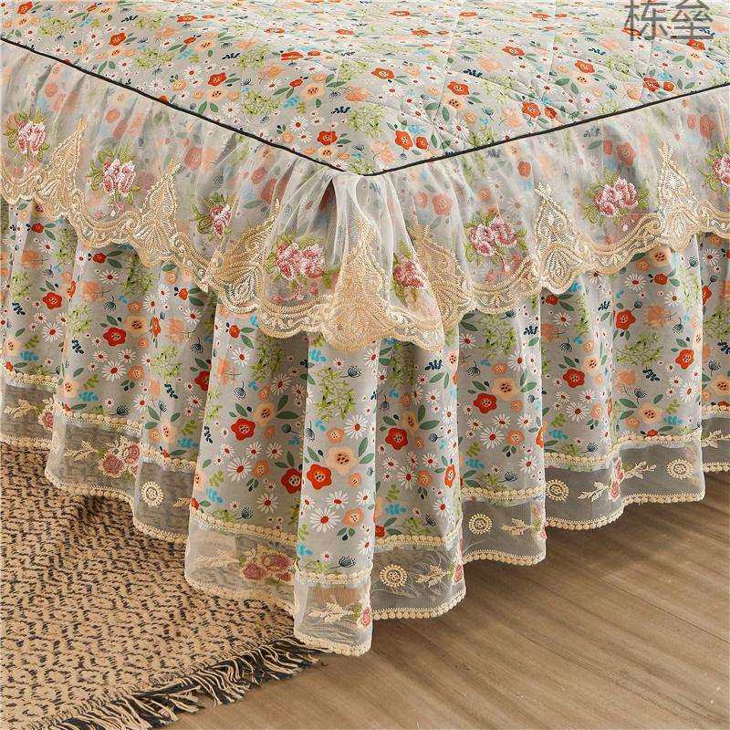 床裙式床罩单件全棉蕾丝花边1.8m纯棉席梦思床垫