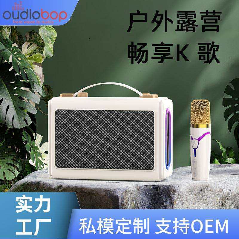 户外露营一体音响便携式麦克风儿童家庭KTV户外卡拉OK家用低音炮