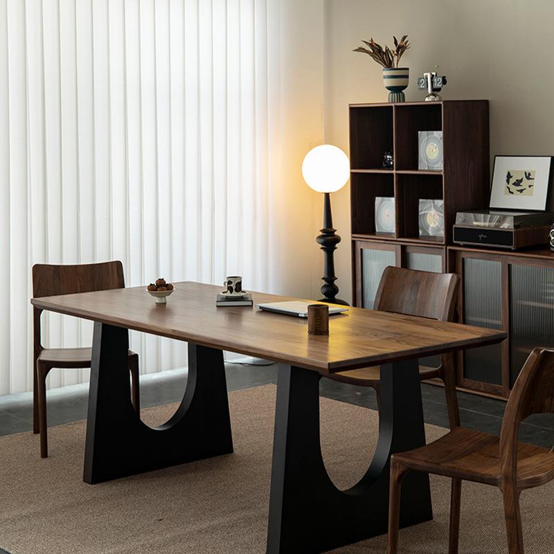 北美黑胡桃木中古餐桌长方形去客厅化大长工作台大板餐书桌一体