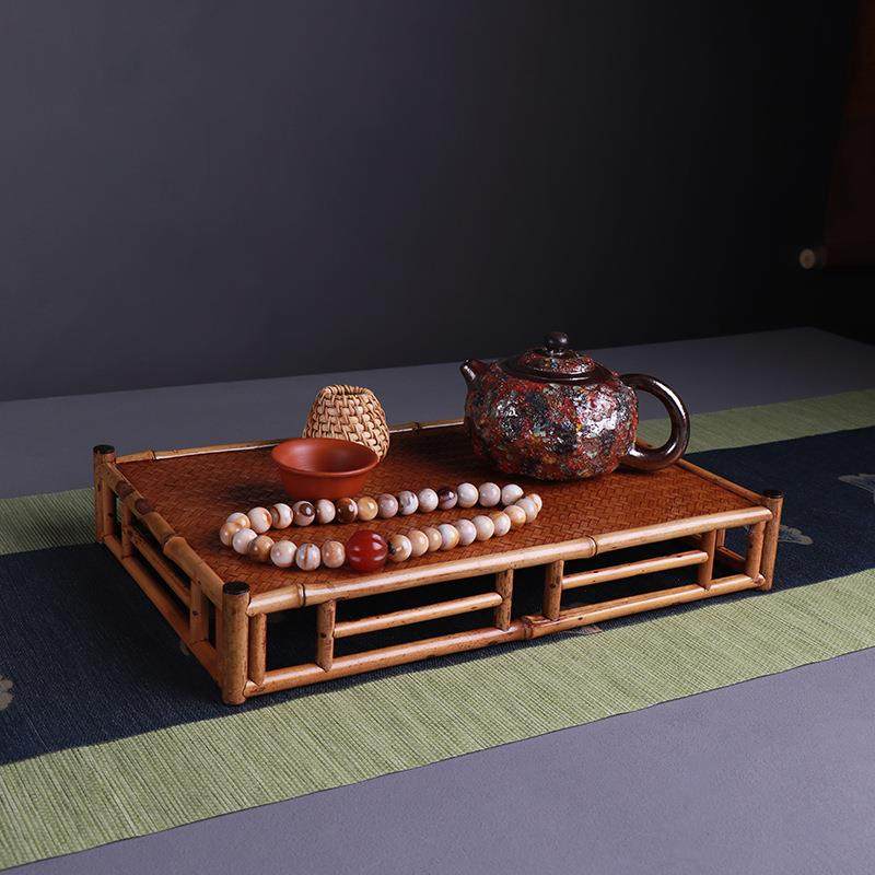 梅鹿斑竹竹制干泡台全竹茶具收纳托盘壶承工艺品托盘竹制品