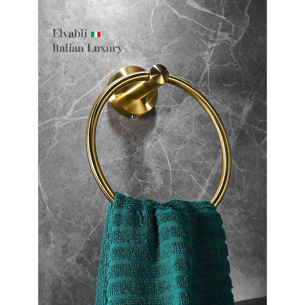 5ZV7不锈钢毛巾环免打孔擦手毛巾挂环浴室轻奢风圆形毛巾架挂